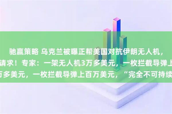 驰赢策略 乌克兰被曝正帮美国对抗伊朗无人机，泽连斯基：已收到美国请求！专家：一架无人机3万多美元，一枚拦截导弹上百万美元，“完全不可持续”